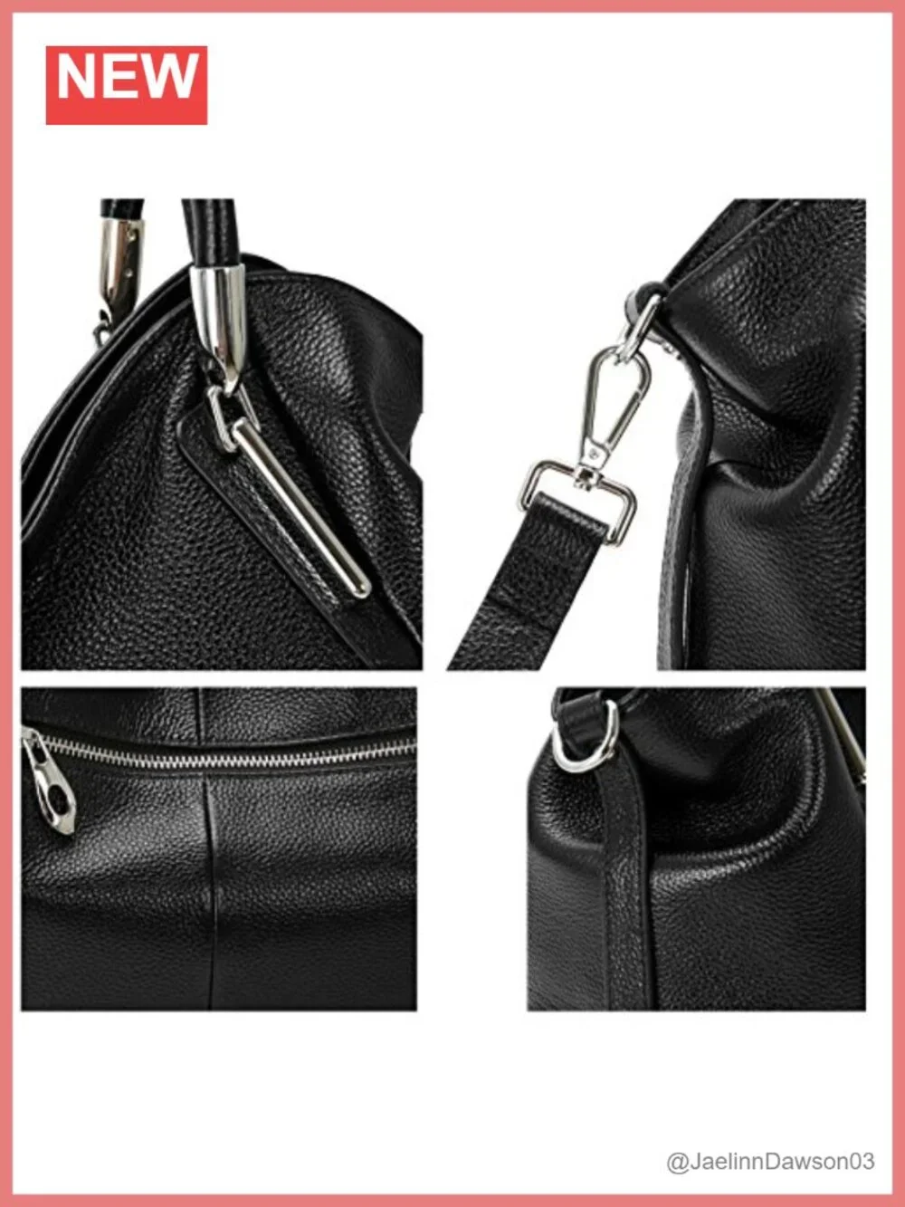 Genuine Leather Satchel Handbag Tote Shoulder Bag Detachable Strap